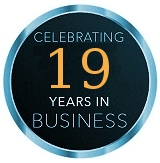 19 YEARS IN BUSINESS BADGE GRAPHIC
